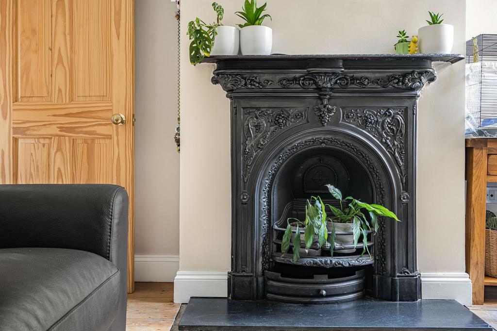 Living room, fireplace
