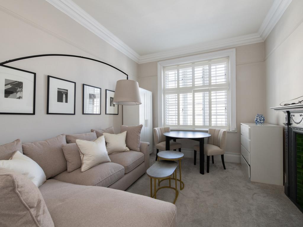 Open-plan living area, fireplace