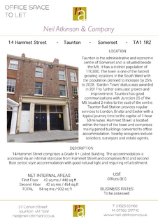 Office to rent, 14 Hammet St Taunton TA1 1RZ