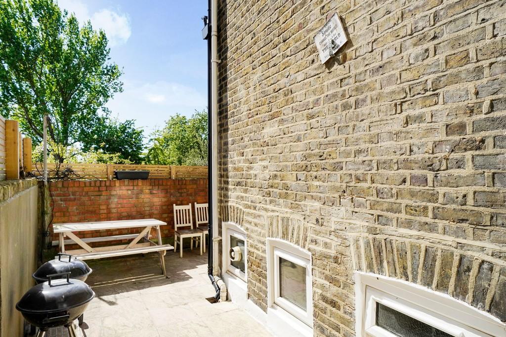 Patio garden overlooking canal