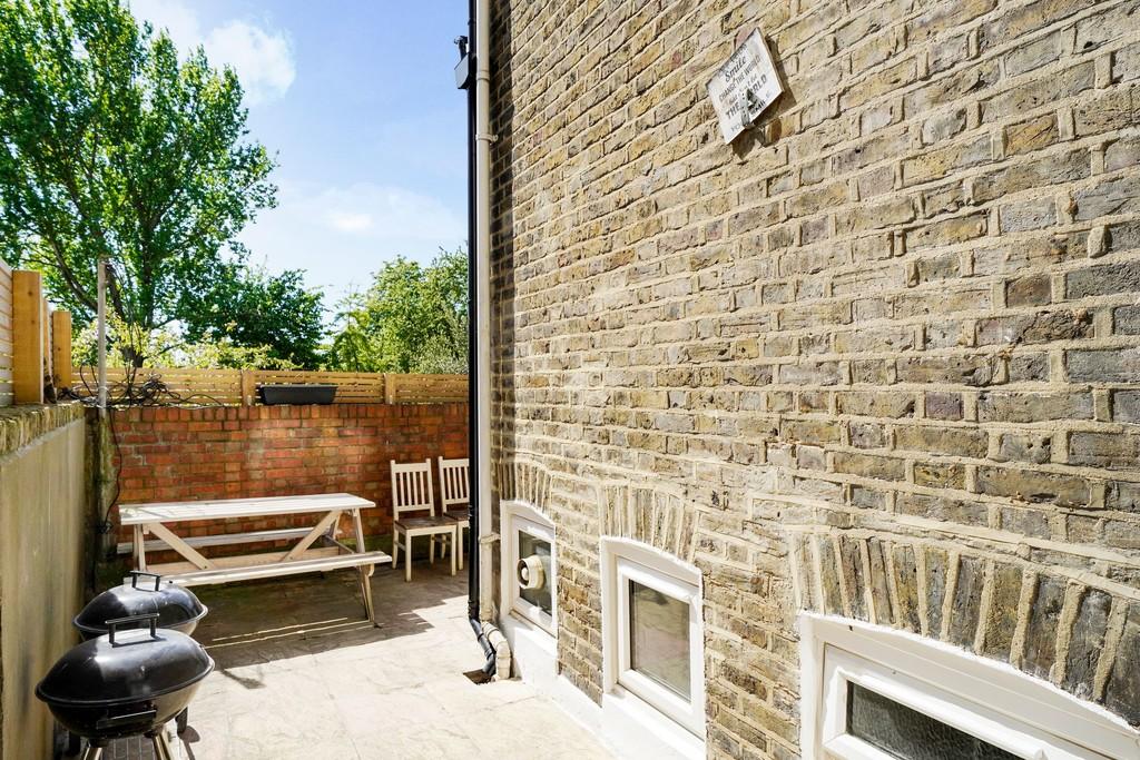 Patio garden overlooking canal