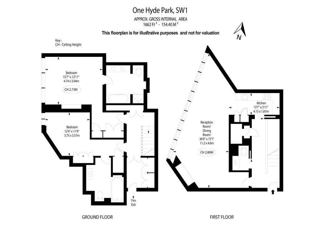 Knightsbridge Sw1 2 Bed Flat To 36 833 Pcm 8 500 Pw Floorplan