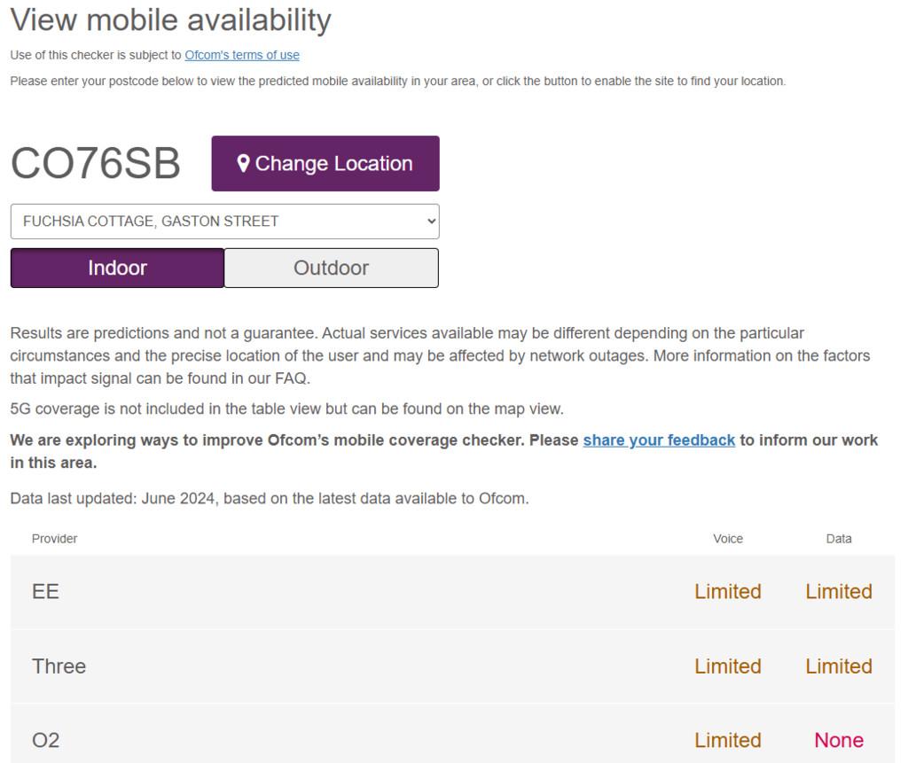 Ofcom Mobile Checker Indoor