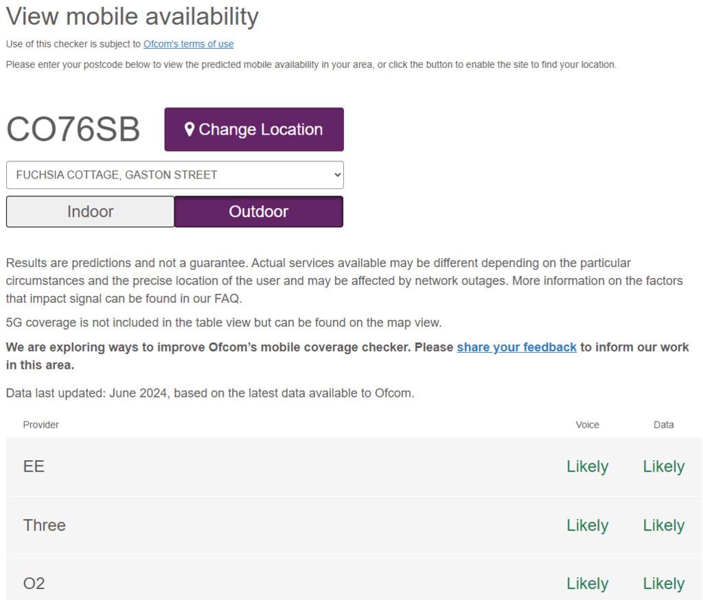 Ofcom Mobile Checker Outdoor