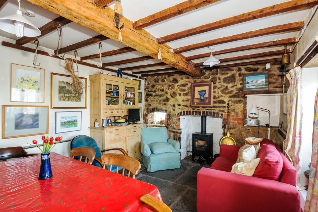 Living room with log burner