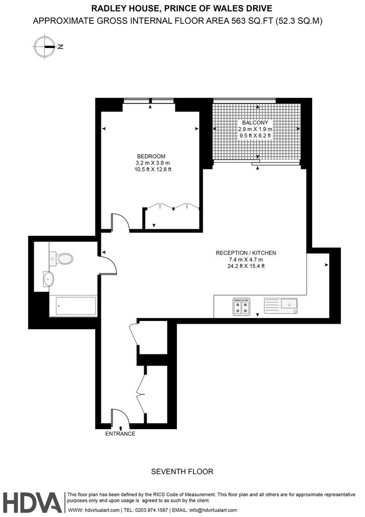 Radley House, Palmer Road, Prince Of Wales Drive, London SW11 1 bed