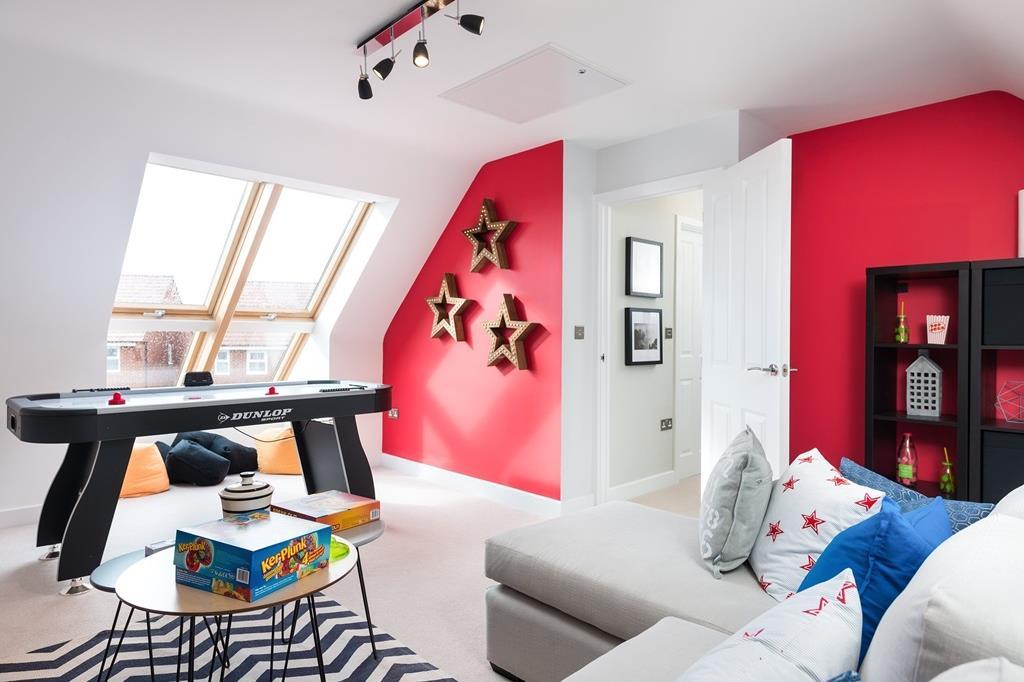 Second floor double bedroom with opportunity for games room