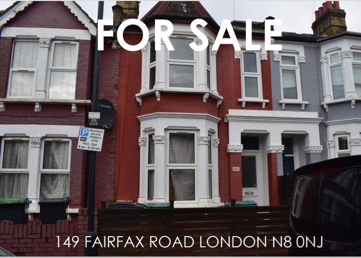 Fairfax Road, Harringay, N8 3 bed terraced house £775,000
